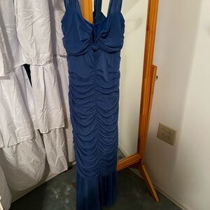 Elegant Blue Ruched Dress